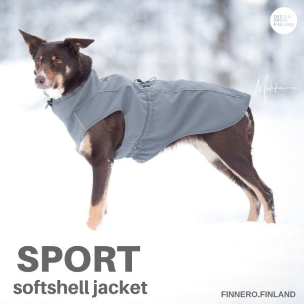 Finnero Sport Softshell Jacka – Mörk Grå Hundkläder Wonder Collars