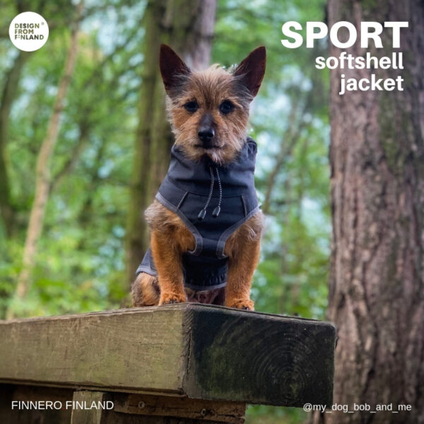 Finnero Sport Softshell Jacka – Mörk Grå Hundkläder Wonder Collars